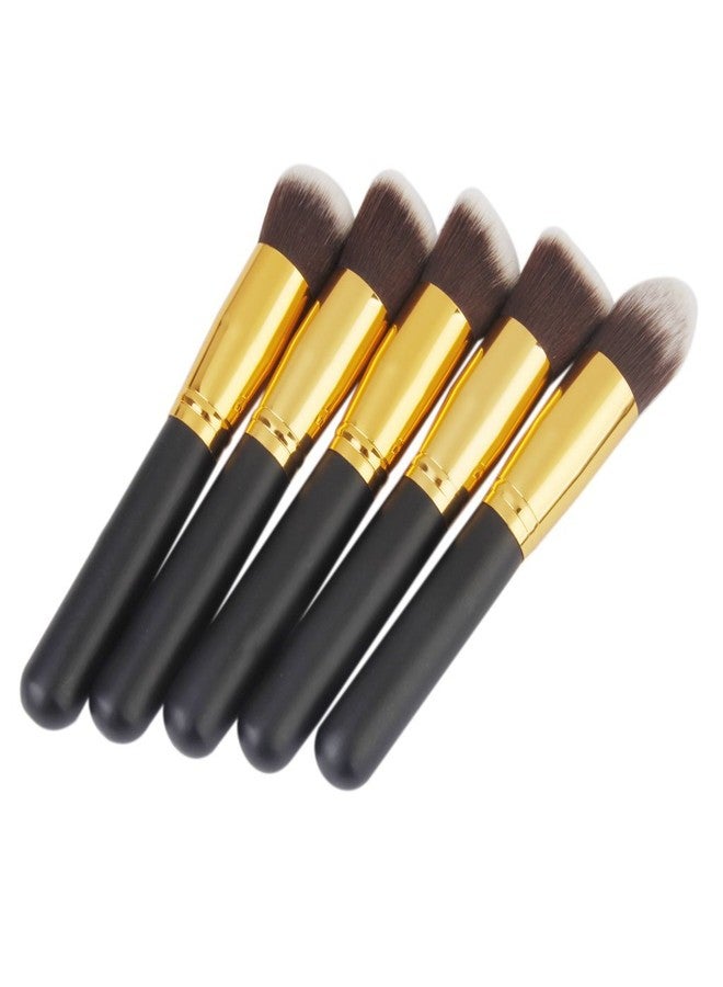 TYAGIRL Wooden Handle with Aluminium Tube Fiber Bristle Makeup Brushes - (Set of 10 Pieces), (Colour - Black & Golden) - Image 3