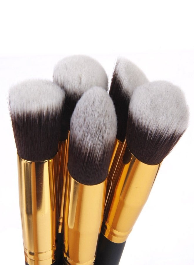 TYAGIRL Wooden Handle with Aluminium Tube Fiber Bristle Makeup Brushes - (Set of 10 Pieces), (Colour - Black & Golden) - Image 2
