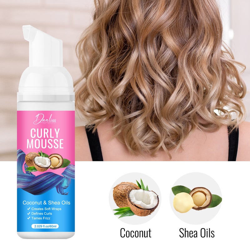 Danliss Hair Styling Mousse for Curls, 60ml - Smooths Frizz, Deep Hydration, and Defines Bouncy  Curls - Image 3