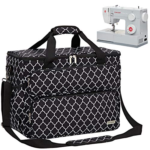 NICOGENA Sewing Machine Carrying Case, Universal Travel Tote Bag with Shoulder Strap for Singer, Brother, Janome and Accessories, Lantern Black - Image 1