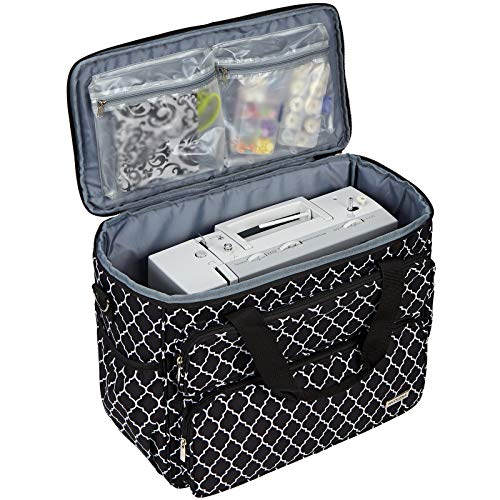 NICOGENA Sewing Machine Carrying Case, Universal Travel Tote Bag with Shoulder Strap for Singer, Brother, Janome and Accessories, Lantern Black - Image 2