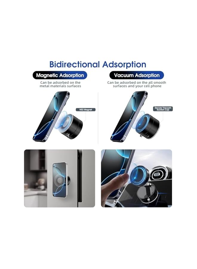 S-TOP Foldable Vacuum Suction Magnetic Car Phone Holder, Adjustable Suction Phone Mount, Strong Suction Cup Magnetic Mobile Holder for all phones Car/Mirror/Gym - Image 2