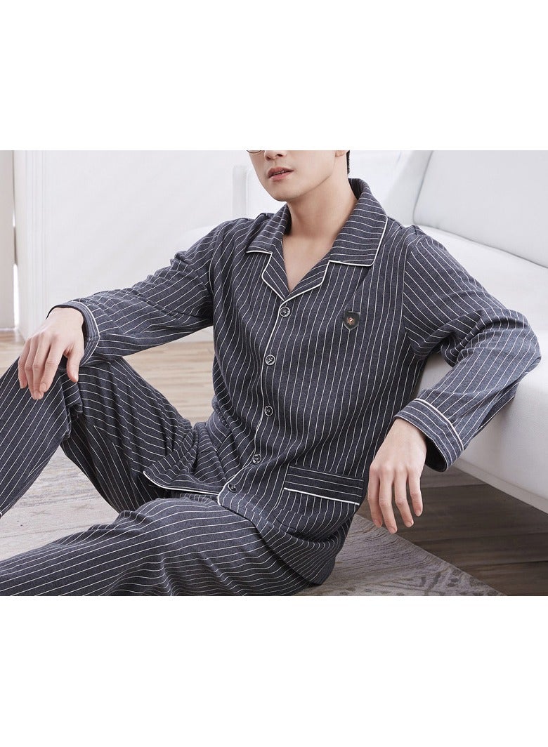 Men's Pajama Set, Cotton Long Sleeve Two-Piece Casual Pajamas - Image 2