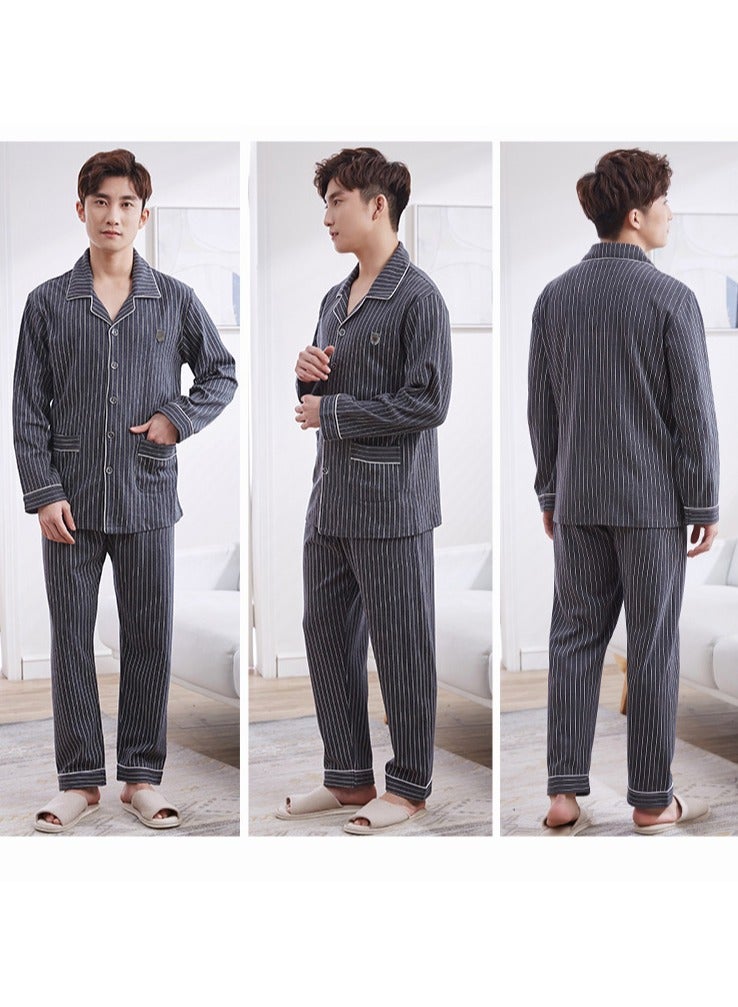 Men's Pajama Set, Cotton Long Sleeve Two-Piece Casual Pajamas - Image 3