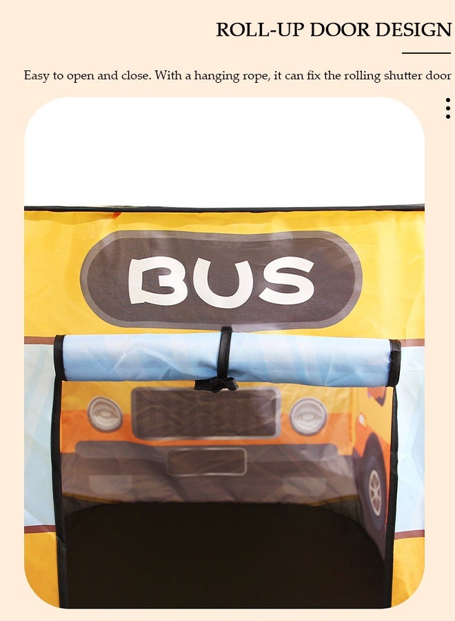 DUNISO خيمة حافلة صفراء مع حقيبة حمل خيمة داخلية منبثقة للأطفال مسرح داخلي مع فتحتين خيمة لعب للأطفال قابلة للطي بشكل مسطح للتخزين المدمج - Image 4