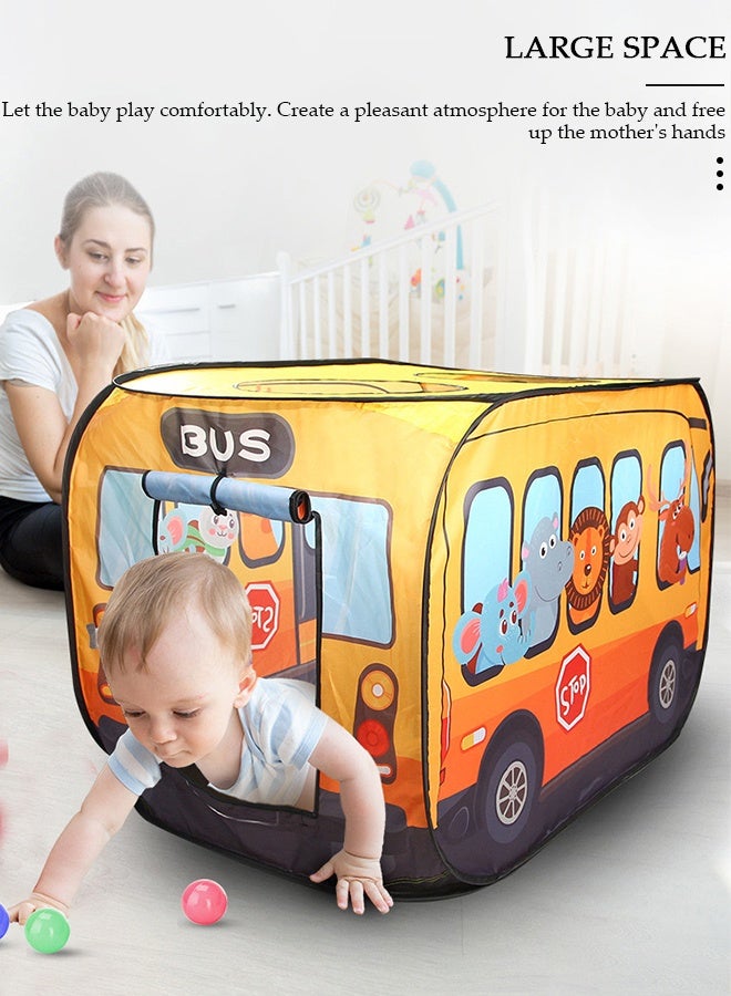DUNISO خيمة حافلة صفراء مع حقيبة حمل خيمة داخلية منبثقة للأطفال مسرح داخلي مع فتحتين خيمة لعب للأطفال قابلة للطي بشكل مسطح للتخزين المدمج - Image 3