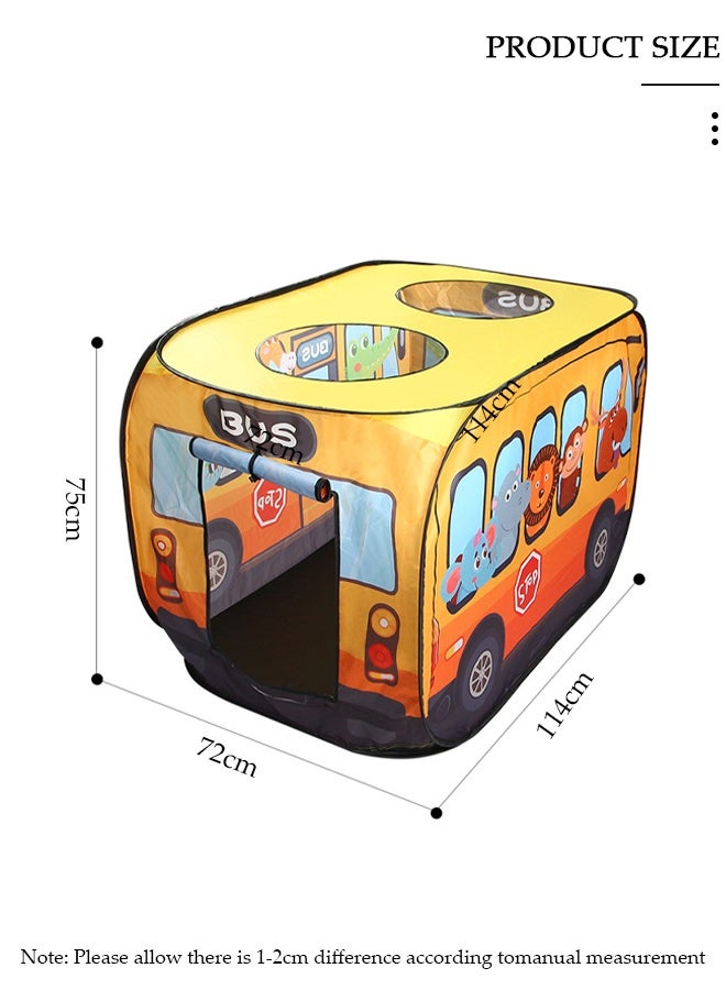 DUNISO خيمة حافلة صفراء مع حقيبة حمل خيمة داخلية منبثقة للأطفال مسرح داخلي مع فتحتين خيمة لعب للأطفال قابلة للطي بشكل مسطح للتخزين المدمج - Image 2