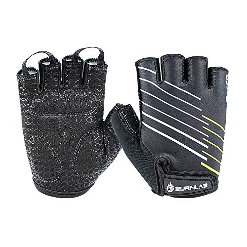 BURNLAB Flex Gym Gloves for Men and Women - Ideal for Weightlifting, Cycling, Crossfit, Offers Good Grip and Soft Padding (Force Black, Large) - Image 1