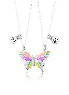 Generic Plated Silver Butterfly Pendant Friendship Necklace, Dainty BFF Stainless Steel Anti Fading Metal Necklace Set, Matching Friends Necklace Jewelry Gift (Colorful)  - Image 1