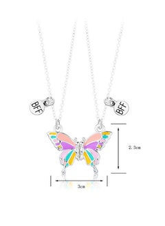 Generic Plated Silver Butterfly Pendant Friendship Necklace, Dainty BFF Stainless Steel Anti Fading Metal Necklace Set, Matching Friends Necklace Jewelry Gift (Colorful)  - Image 2