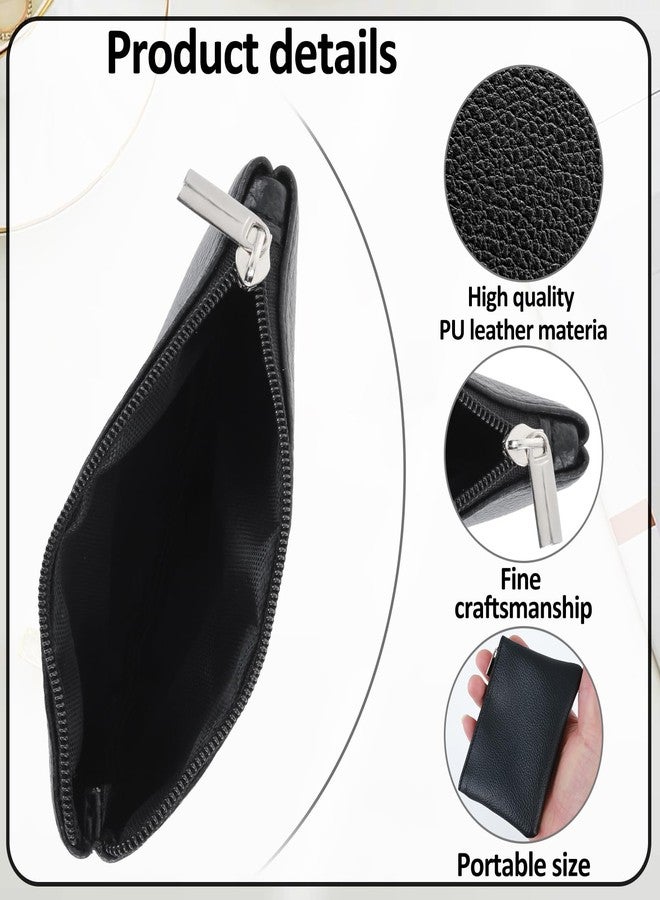 oruola محفظة نقود معدنية من الجلد الأسود من أورولا، 3 قطع، بسحاب، للرجال، محفظة نقود معدنية محمولة من جلد البولي يوريثان، 4.7 × 3.2 بوصة، محفظة صغيرة للعملات المعدنية، محفظة صغيرة للنقود المعدنية للنساء والرجال، مناسبة لبطاقات الائتمان والأوراق النقدية المطوية وبطاقة الهوية والمفاتيح وسماعات الرأس وأحمر الشفاه - Image 4