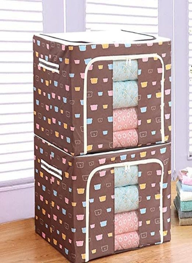 GS E-Com Clothes Storage Box for Wardrobe Foldable Steel Frame | Cloth Organizer Box for Saree, Shirts, Blankets (24 Litre, Pack Of 1) - Image 3