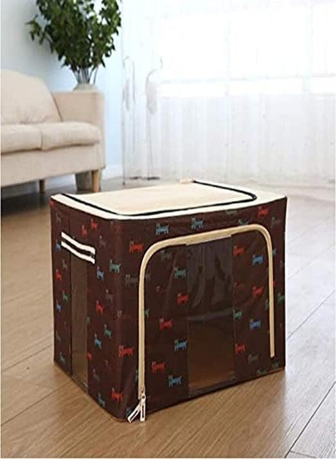 GS E-Com Clothes Storage Box for Wardrobe Foldable Steel Frame | Cloth Organizer Box for Saree, Shirts, Blankets (24 Litre, Pack Of 1) - Image 5