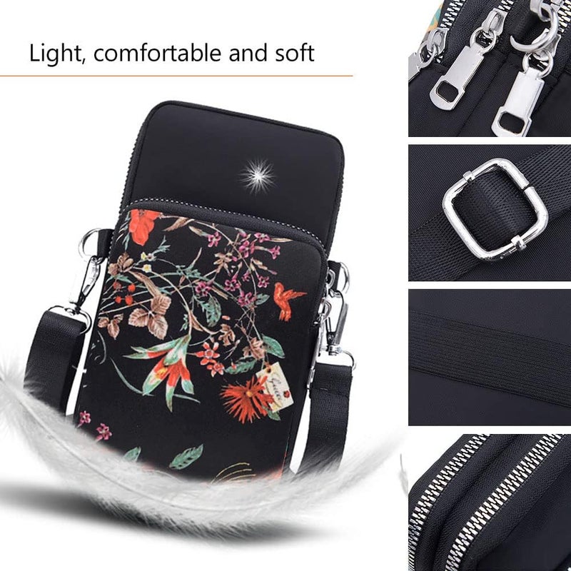 Gocokia Women Girls Ladies Crossbody Phone Bags Wallet Cellphone Purse Small Shoulder Bag Wristlet Handbags Travel Passport Neck Pouch Bag- Retro Flower - Image 5