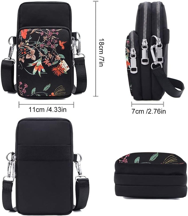 Gocokia Women Girls Ladies Crossbody Phone Bags Wallet Cellphone Purse Small Shoulder Bag Wristlet Handbags Travel Passport Neck Pouch Bag- Retro Flower - Image 2