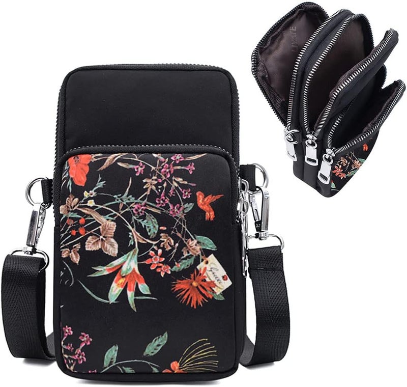 Gocokia Women Girls Ladies Crossbody Phone Bags Wallet Cellphone Purse Small Shoulder Bag Wristlet Handbags Travel Passport Neck Pouch Bag- Retro Flower - Image 1