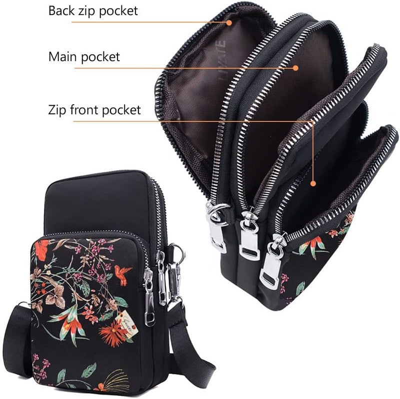 Gocokia Women Girls Ladies Crossbody Phone Bags Wallet Cellphone Purse Small Shoulder Bag Wristlet Handbags Travel Passport Neck Pouch Bag- Retro Flower - Image 3