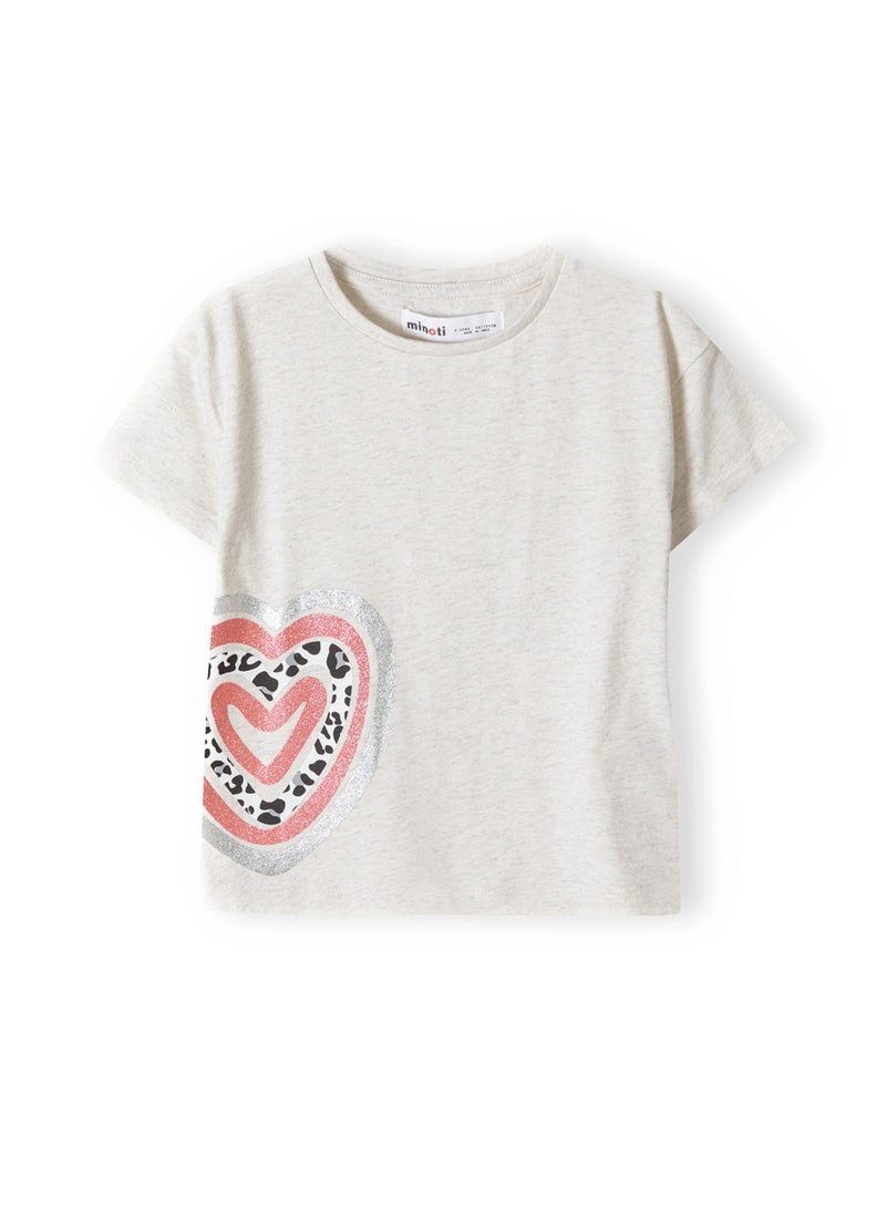 MINOTI Girls Short Sleeve T-Shirt with Glitter Detail - Image 1