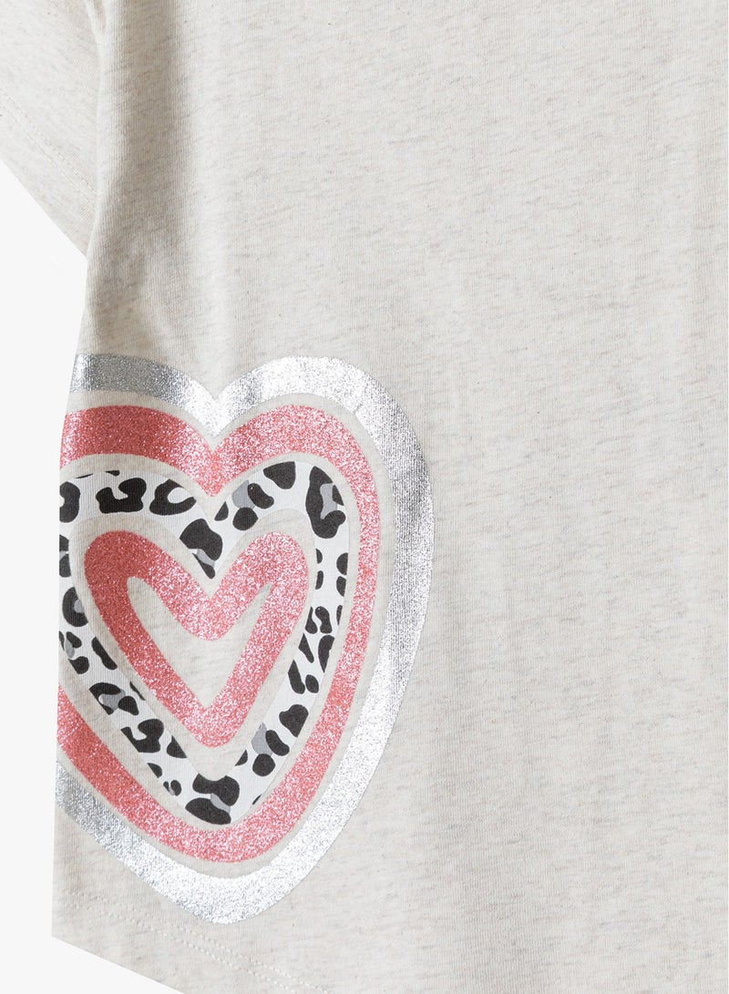 MINOTI Girls Short Sleeve T-Shirt with Glitter Detail - Image 3