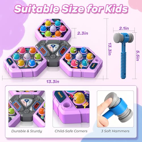 TooLion Whack Game Mole Game 3 Year Old 3 Year Old Boy 4 Year Old Toy Gift for 3 Year Old Boys Toys Age 46 3Players Whack Toy with 3 Modes 7 Speeds LightSounds Birthday Gift for TodderPurple - Image 5