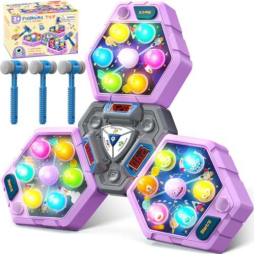 TooLion Whack Game Mole Game 3 Year Old 3 Year Old Boy 4 Year Old Toy Gift for 3 Year Old Boys Toys Age 46 3Players Whack Toy with 3 Modes 7 Speeds LightSounds Birthday Gift for TodderPurple - Image 1