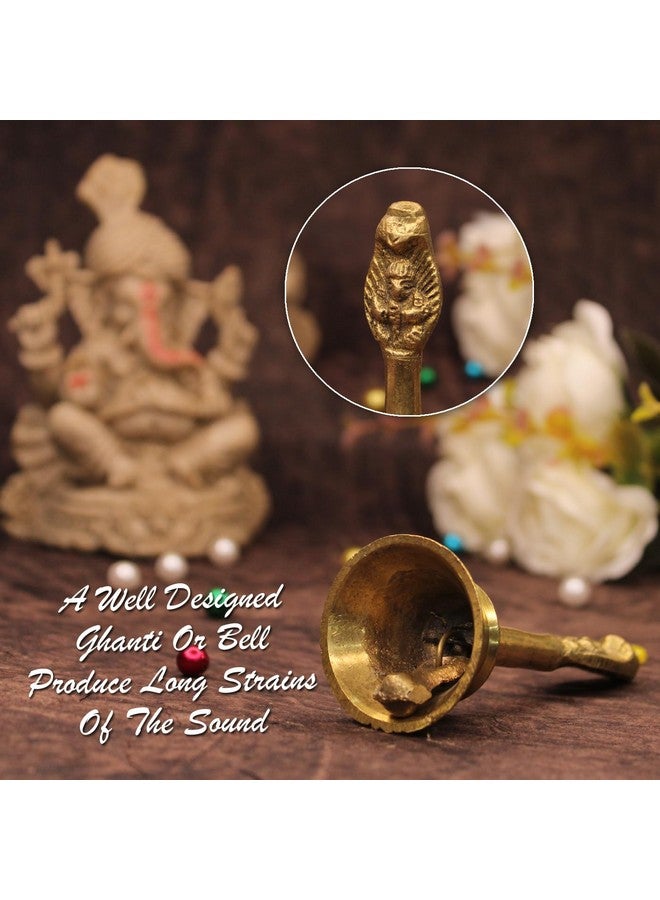 Confidence Brass Made Ghanti Pooja Bell with Good Sound for Positive Energy Golden 25 Gram Pack of 1 (Big) - Image 5