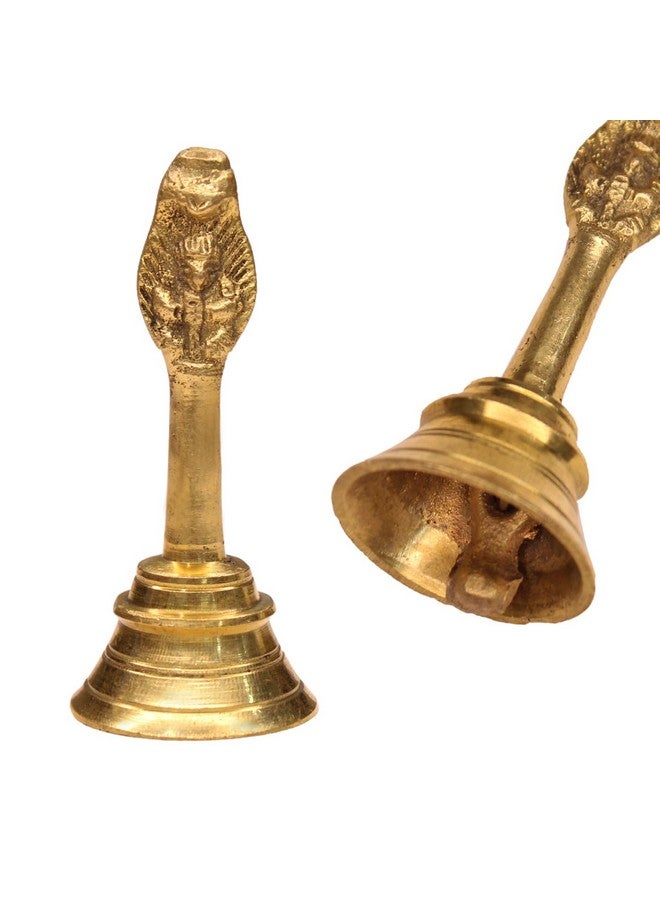 Confidence Brass Made Ghanti Pooja Bell with Good Sound for Positive Energy Golden 25 Gram Pack of 1 (Big) - Image 1