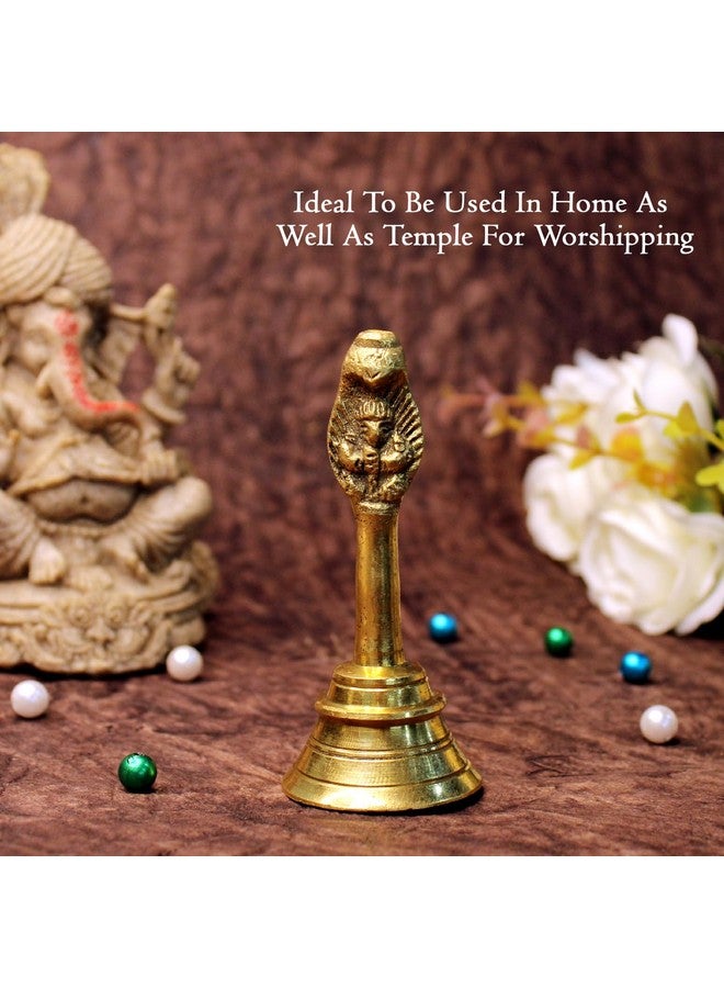 Confidence Brass Made Ghanti Pooja Bell with Good Sound for Positive Energy Golden 25 Gram Pack of 1 (Big) - Image 3