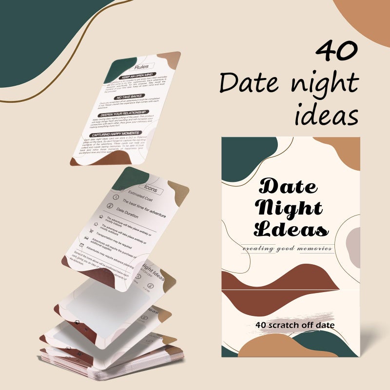 VUNCESSIN 40 Scratch Off Date Night Ideas Cards, Romantic & Adventurous Engagement Couples Games Gifts, Anniversary Newlywed Wedding & Valentines Day Gifts for Him, Her, Boyfriend, Girlfriend, Husband or Wife - Image 3