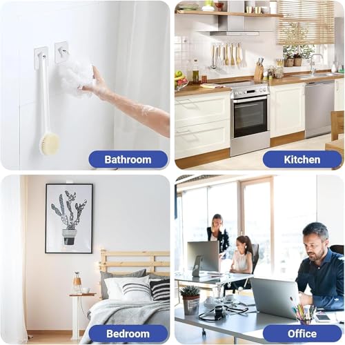 Fuelbyte Wall Hooks for Photo Frames - Adhesive Wall Hooks Heavy Duty, No Drill Hooks for Hanging Strong 5KG - Stick On Hooks for Wall Hangers for Room, Stainless Steel, Transparent (Screw Hook, 10) - Image 5