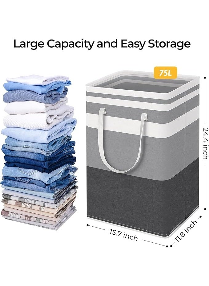 SUCITY 3 Pack Laundry Baskets Collapsible Laundry Hamper Freestanding Waterproof Clothes Hamper with Easy Carry Handles Laundry Room Bedroom Bathroom Dorm for Adults - Image 2