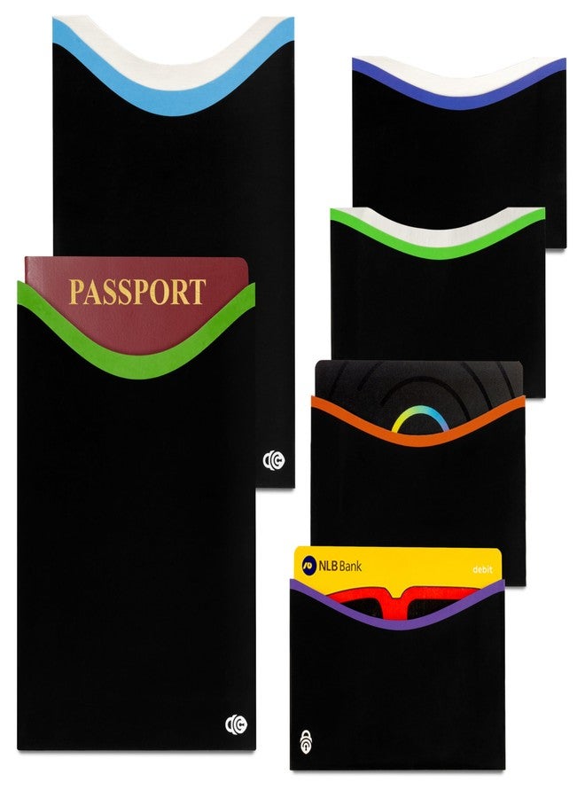 RFID SECURE RFID Blocking Sleeves (10 Credit Card Holders & 2 Passport Holders) Top Identity Theft Protection Travel Case Set. Smart Holders Fit Wallet, Purse & Cell Phones (Men & Women)., 4 Top Load + 2 Passport - Image 1