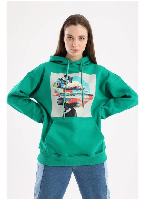 Artwork Print Oversized Hoodie