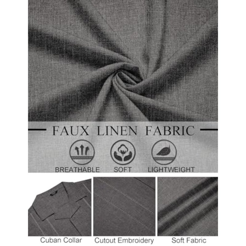قمصان Guayabera الصيفية للرجال: كتان، أبيض، أكمام قصيرة قابلة للتنفس على الطراز الكوبي، أزرار سفلية - Image 4