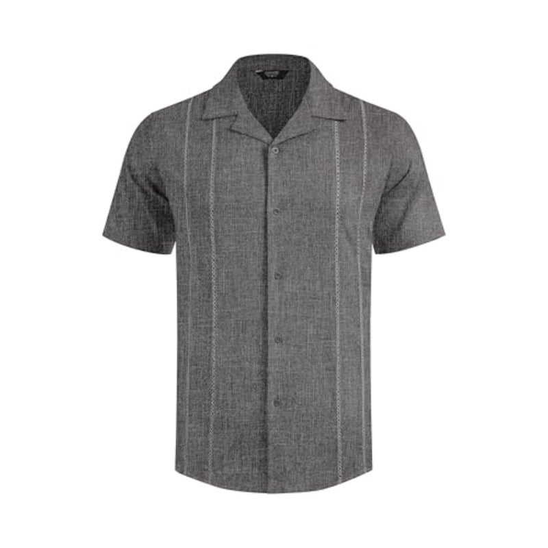 قمصان Guayabera الصيفية للرجال: كتان، أبيض، أكمام قصيرة قابلة للتنفس على الطراز الكوبي، أزرار سفلية - Image 5