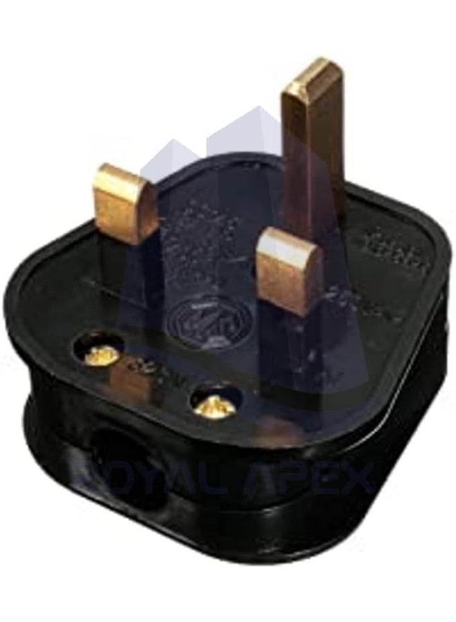 Royal Apex 3 Pin 13A Fused Plug Top With Cord Grip Black - Image 2