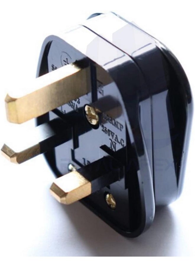 Royal Apex 3 Pin 13A Fused Plug Top With Cord Grip Black - Image 1