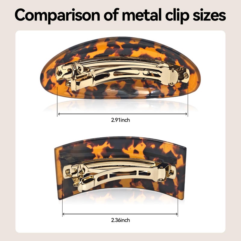 YIERSO French Oval Barrette Hair Clips,Acetate Large Vintage Tortoise Shell Barrettes,Strong Hold No-Slip Grip Metal Clasp,2-Pack 4"&3" Hair Accessories for Thick Wavy Long Hair Women Gift (Tortoise) - Image 5