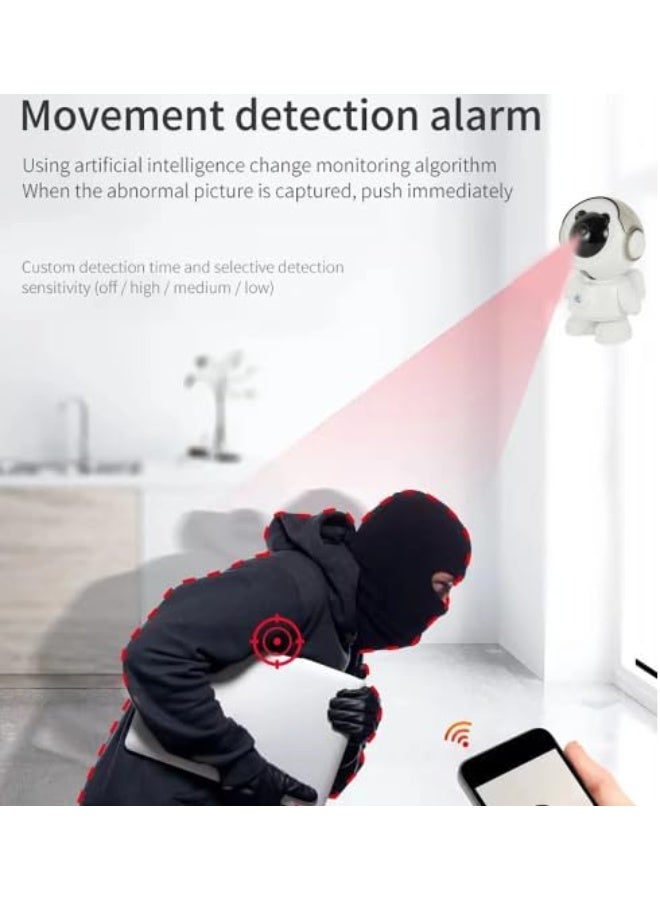 MAMSA Smart WiFi Security Camera, Baby Monitor with Two-way Audio, Pan-Tilt, Night Vision, Motion Detection Astronaut Bear - Image 3