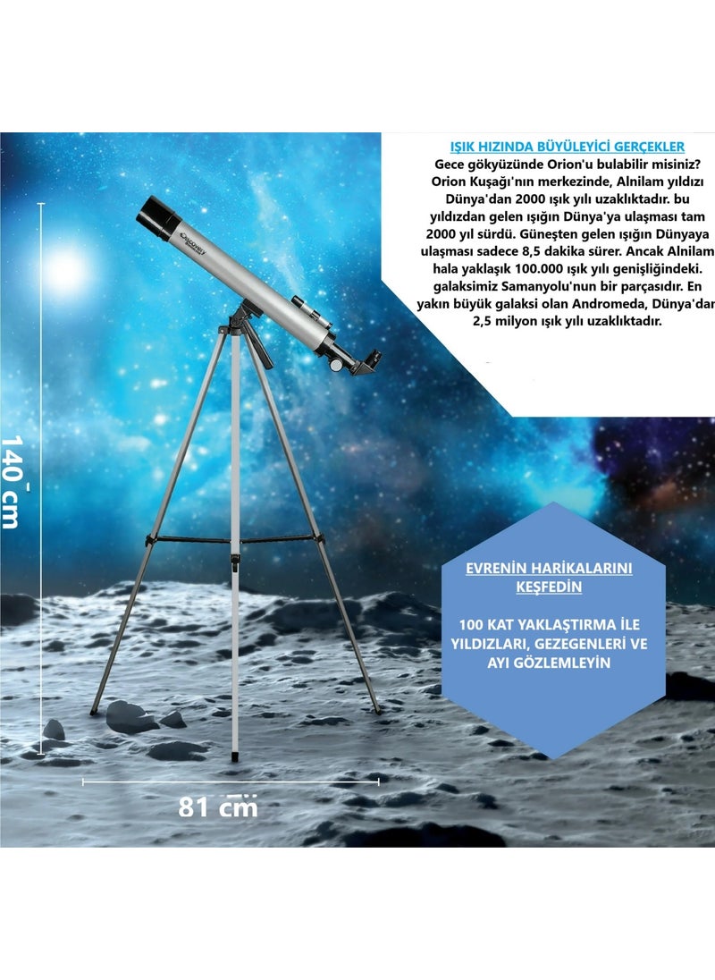 DUHALINE Telescope 100x Zoom 50MM Educational Astronomical Space Nature Moon Observation Telescope + Tripod  - Image 5
