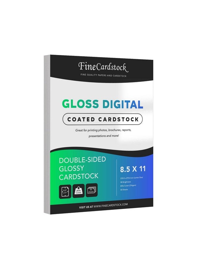 S Superfine Printing Doublesided Heavyweight Gloss Digital C2S Cardstock Perfect For Color Laser Printing Flyers Brochures Photos | 8.5" X 11" | 80Lb Cover | Acid Free Glossy Coated On Both Sides | 50 Sheets - Image 1