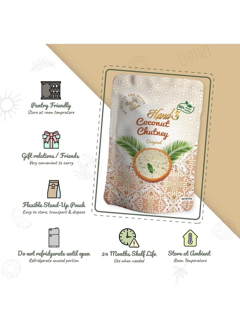 Hands Coconut Chutney – 200 ml| High protein/high fiber dip | Tangy, mildly spicy & extremely delicious| Plant Based & Dairy free |No additional preparation needed. (Original Coconut Chutney) - Image 5
