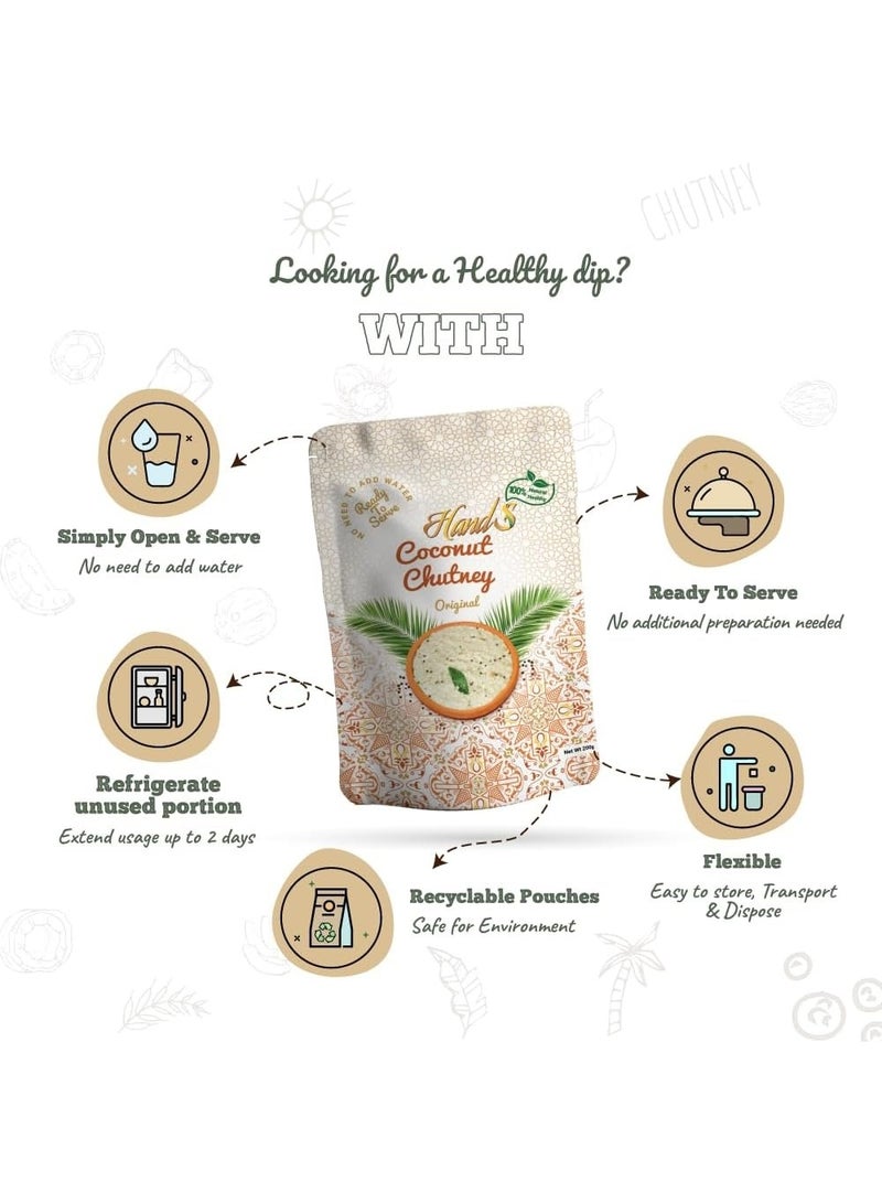 Hands Coconut Chutney – 200 ml| High protein/high fiber dip | Tangy, mildly spicy & extremely delicious| Plant Based & Dairy free |No additional preparation needed. (Original Coconut Chutney) - Image 2