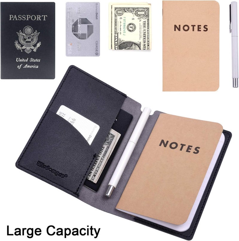 Wisdompro Journal Cover, 2 Pack PU Leather Notebook Cover for Field Notes, or other 3.5" x 5.5" Pocket Notebooks - Black - Image 3