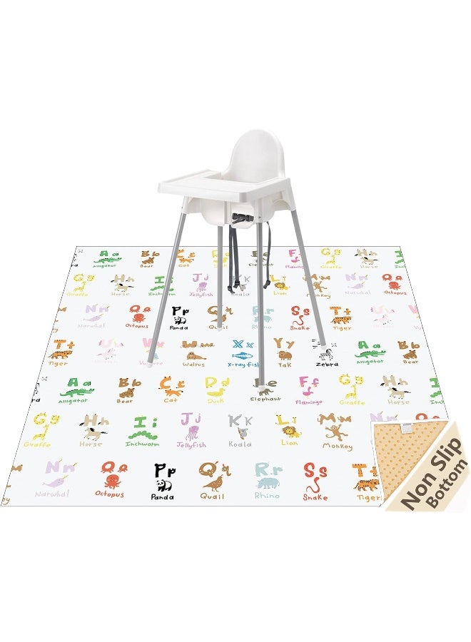 Womumon WOMUMON 51" Splat Mat for Under High Chair/Arts/Crafts, Baby Washable Spill Mat Waterproof Anti-Slip Floor Splash Mat, Portable Play Mat and Table Cloth - Image 1