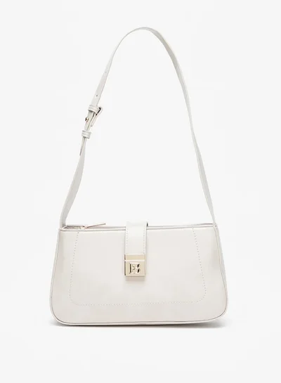 Flora Bella By Shoexpress Women's Solid Shoulder Bag with Adjustable Strap and Button Closure