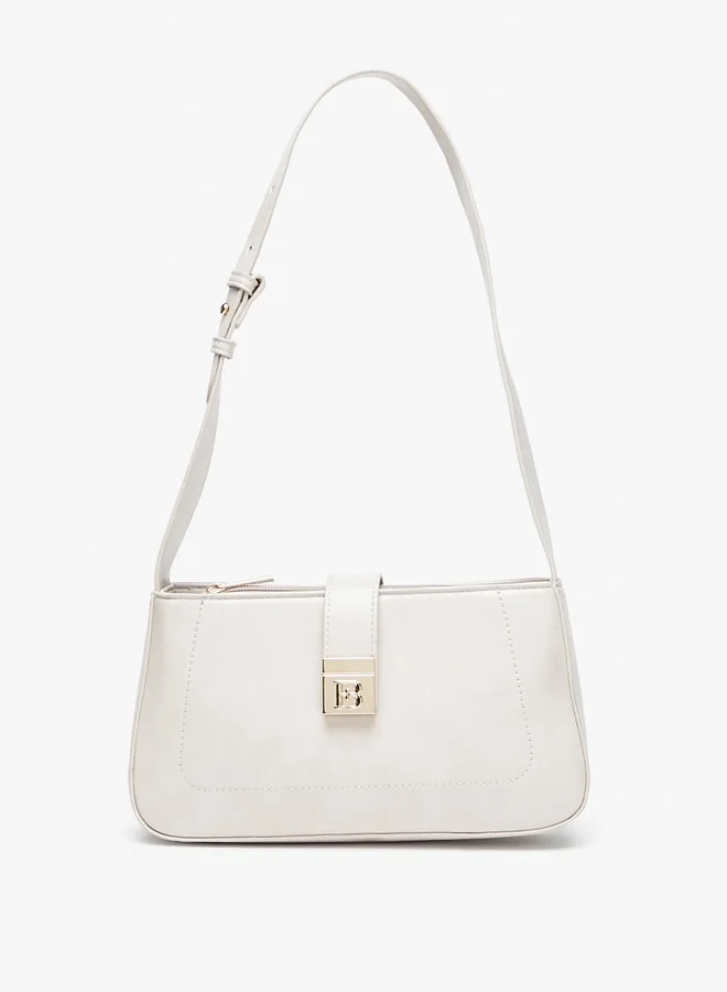 Flora Bella By Shoexpress Women's Solid Shoulder Bag with Adjustable Strap and Button Closure