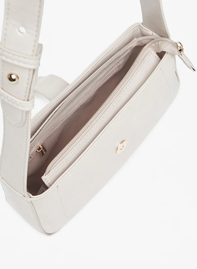 Flora Bella By Shoexpress Women's Solid Shoulder Bag with Adjustable Strap and Button Closure