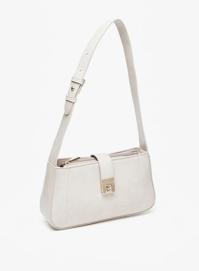Flora Bella By Shoexpress Women's Solid Shoulder Bag with Adjustable Strap and Button Closure