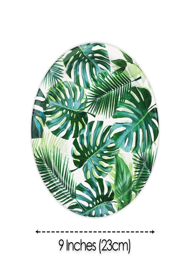Talking Tables 48 x Tropical Paper Plates | Made in USA | 9 Inches Bulk Pack Palm Leaf Design Disposable Tableware Kid's Jungle Hawaiian Theme Party Decorations Summer Luau Green BBQ Birthday Cake - Image 3